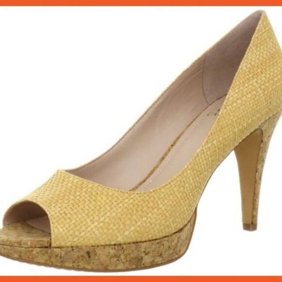 Vince Camuto Ashlynn Raffia Peep Toe Heels Sz 5.5 - Picture 7 of 8